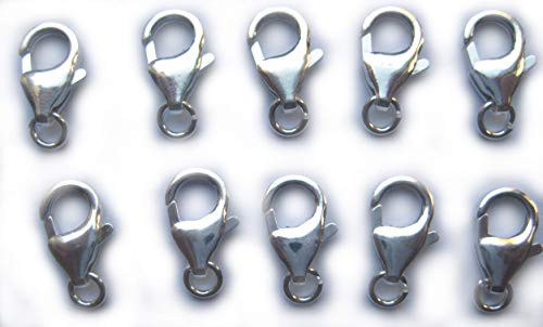10 Qty 12 mm Lobster Claw Clasp with Open Jump Ring 925 Sterling Silver by JensFindings