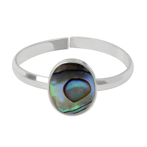 AeraVida Deep Love Oval Abalone Shell 925 Sterling Silver Adjustable Toe Ring or Pinky Ring