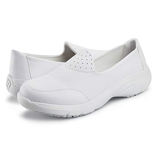 Hawkwell Womens Lightweight Comfort Slip Resistant Nursing ShoesWhite PU7 M US