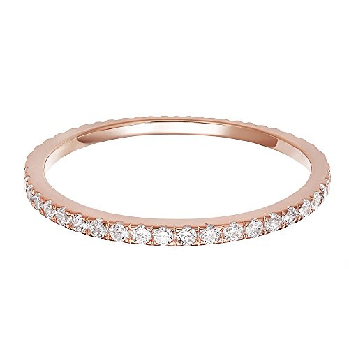 PAVOI AAAAA CZ 14K ROSE GOLD Plated Silver Cubic Zirconia Stackable Eternity Ring  Size 5