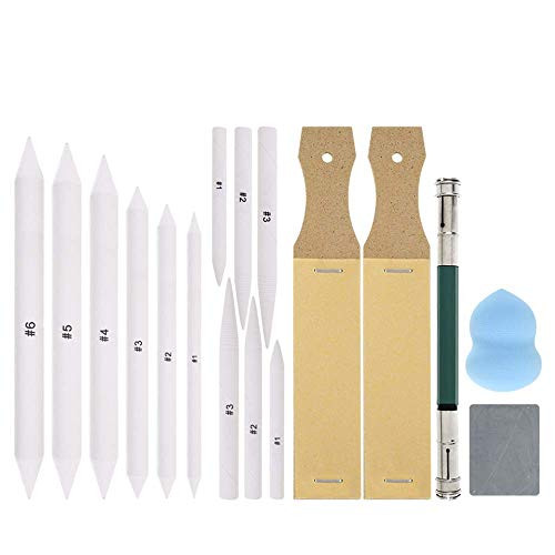 16 PCS Blending Stumps and Tortillions Paper Art Blenders Set with 2pcs Sketch Sandpaper Pencil Sharpener Pointer for Artist Student Drawing Sketch Drawing Tool 16 PCS Blending Stumps and Tortillions Paper Art Blenders Set with 2pcs Sketch Sandpaper Pencil Sharpener Pointer for Artist Student Drawing Sketch Drawing Tool