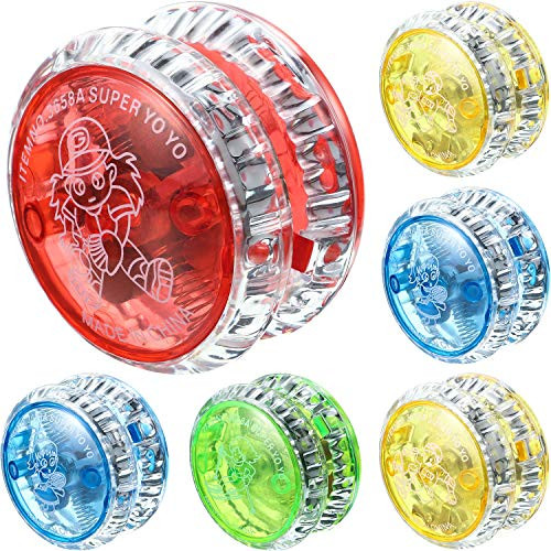 Sumind 6 Pieces LED Light YoYo Plastic Responsive Yoyo Entertaining Yoyo for Beginner Party Favors Random Colors