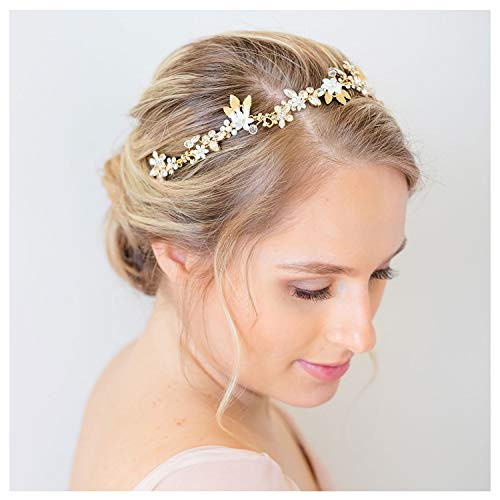 SWEETV Rhinestone Bridal Headband Tiara Gold Crystal Wedding Hair Jewelry Accessories Headpiece for Brides Bridesmaid Women and Girl SWEETV Rhinestone Bridal Headband Tiara Gold Crystal Wedding Hair Jewelry Accessories Headpiece for Brides Bridesmaid Women and Girl