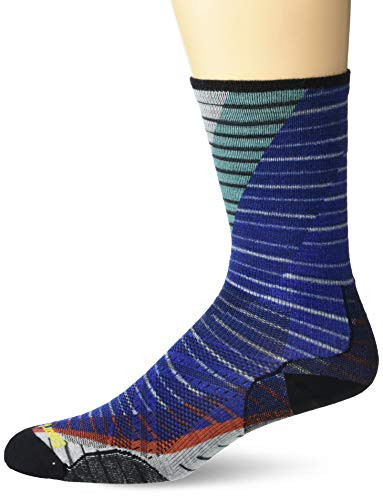 Smartwool PhD Run Ultra Light Print Crew Bright Blue LG Mens Shoe 9115