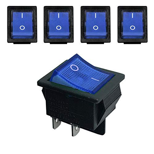 MGI SpeedWare 12vDC Neon Lighted Mini Rocker Switches OnOff DPST 5 Pack Blue