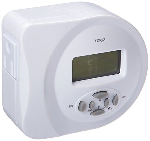 NSi Industries TORK 457Z Indoor 15-Amp 24-Hour, 7-Day, Digital Plug-In SunSet Dusk to Dawn Lighting Timer - Multiple On/Off Settings - Compatible with Incandescent/Compact Fluorescent/LED - Features 2 Outlet Receptacles