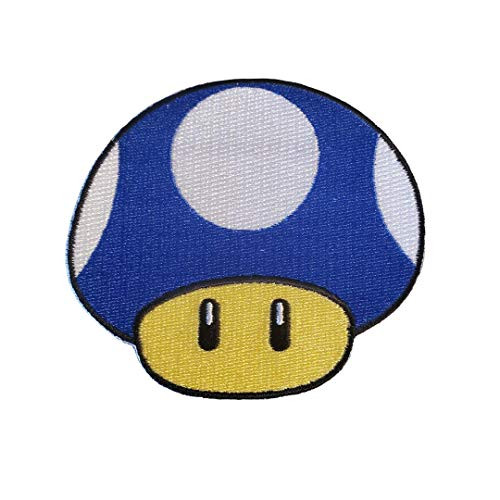 Mario Mushroom 1up Patch Super Mario Mario Kart Mario World Embroidered IronOn Applique for Backpacks Jeans Jackets TShirts Clothing Blue