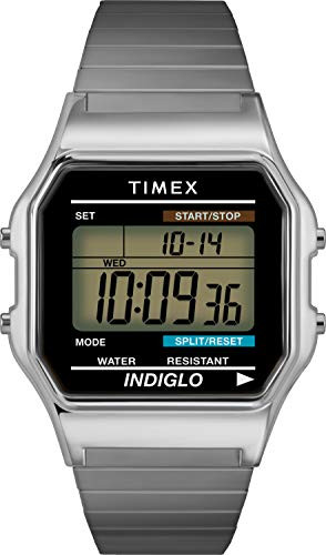 Timex Mens T78587 Classic Digital SilverTone Stainless Steel Expansion Band Watch