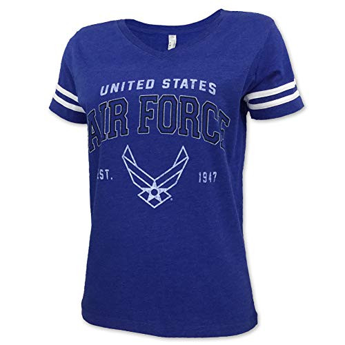 United States Air Force Vintage Est VNeck TShirt Large Blue
