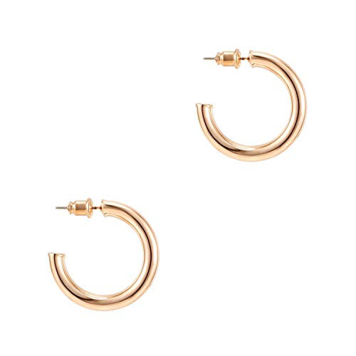 PAVOI 14K Rose Gold Hoop Earrings For Women  35mm Thick 30mm Infinity Gold Hoops Women Earrings  Gold Plated Loop Earrings For Women  Lightweight Hoop Earrings Set For Girls