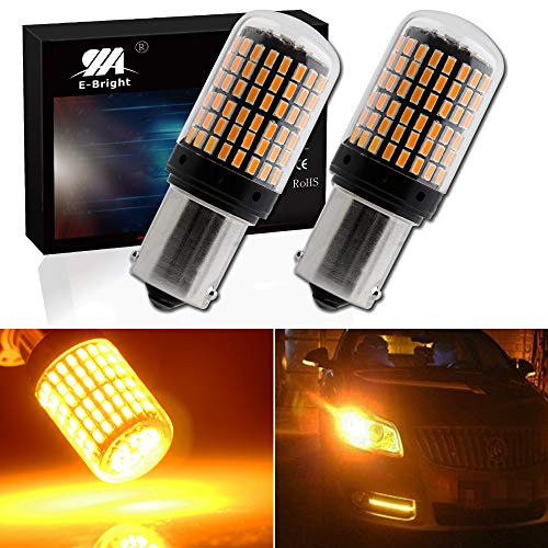 EverBright 2800Lumen 1156 Amber Led Bulb BA15S P21W 1141 7506 Front Rear Turn Signal Bulb Canbus Error Free Led Turn Signal Light Bulb Amber Yellow 3014 Chipset 144SMD Pack of 2