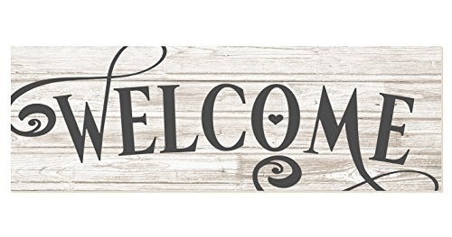 Welcome Rustic Wood Wall Sign 6x18 White