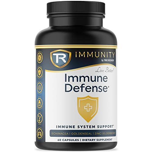 Immunity by True Recovery Immune Defense  Powerful Immune Support Blend with Goldenseal Root Elderberry Fruit Echinacea Herb Vitamin C and Zinc  60 Immune Booster Capsules
