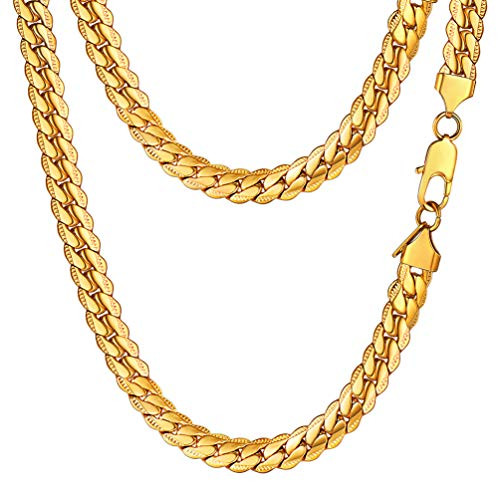 U7 Men Chunky Necklace 18KGP Stamp Hip Hop Jewelry Thick 9MM Wide 18K Yellow Gold Plated Snake Curb Chain  20 Inch