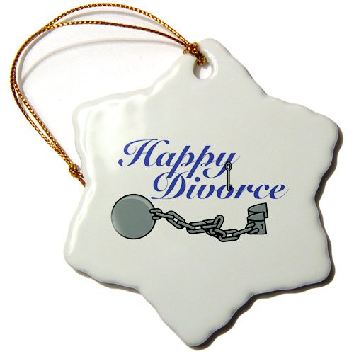 3dRose orn_102582_1 Funny Happy Divorce Broken Ball and Chain Design-Snowflake Ornament, 3-Inch, Porcelain