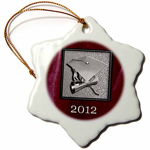 3dRose orn_34411_1 2012 Cap and Diploma Graduation Snowflake Decorative Hanging Ornament, Porcelain, 3-Inch, Red and Silver 3dRose orn_34411_1 2012 Cap and Diploma Graduation Snowflake Decorative Hanging Ornament, Porcelain, 3-Inch, Red and Silver
