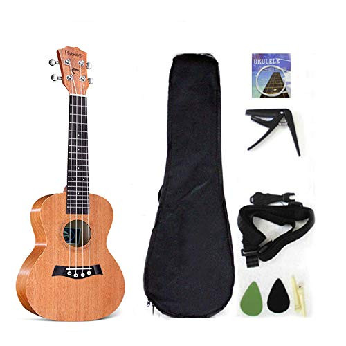 21 Inch Soprano Ukulele with Solid Mahogany Top package Including Gig Bag Strap Spare Nylon Strings Capo Picks