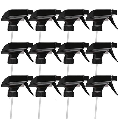 ULG Black Trigger Sprayer Heavy Duty Fine Mist Stream Sprayer Replacement Spray Nozzles for 8oz  16oz Boston Round 28400 Neck Dimension 263273mm Bottles 12 Pack