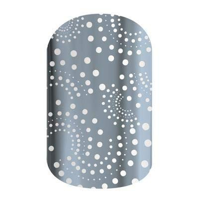 Undercurrent  Jamberry Nail Wraps  Full Sheet  White Polka Dot Bubbles on Light Blue Silver  Satin Finish