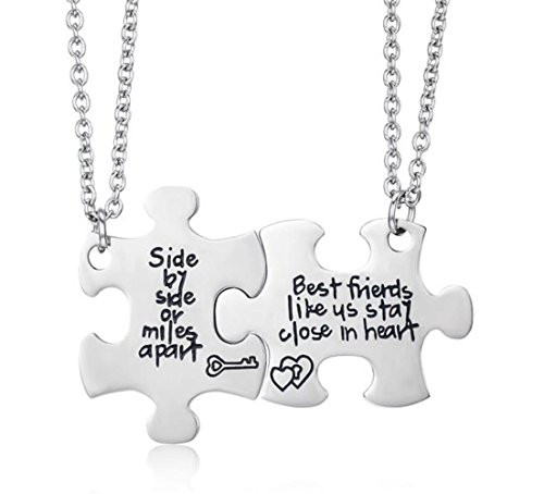 Udobuy2 Pcs Best Friends Side by Side Or Miles Apart Best Friend Necklaces Set Heart for Teen Girls BFF Friendship Necklaces Pizza Friend Necklace Udobuy2 Pcs Best Friends Side by Side Or Miles Apart Best Friend Necklaces Set Heart for Teen Girls BFF Friendship Necklaces Pizza Friend Necklace