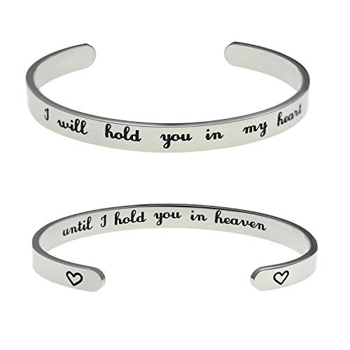 Memorial Bracelet Ill Hold You in My Heart Until I Hold You in Heaven Gifts for Her Remembrance Jewelry Cuff