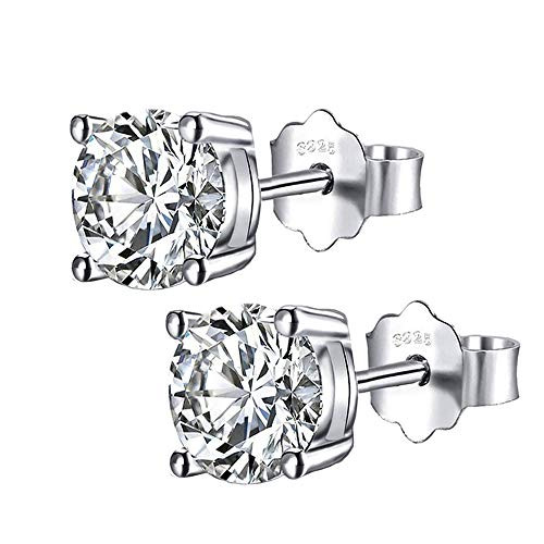 925 Sterling Silver Stud Earrings 6mm Round Clear Cubic Zirconia Stud Earring For women girls men gift 925 Sterling Silver Stud Earrings 6mm Round Clear Cubic Zirconia Stud Earring For women girls men gift