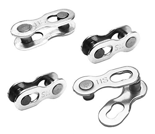 Hyamass 4 Pairs Bicycle Missing Link 11 Speed Chain Reusable Steel Bike Chain Link?Silver?