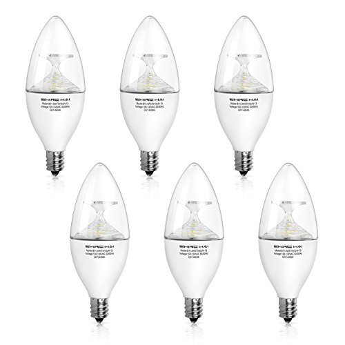 SHINE HAI 40W Equivalent Candelabra LED Light Bulbs 4000K Soft Daylight White B11 LED Light Bulbs E12 Candelabra Base Pack of 6