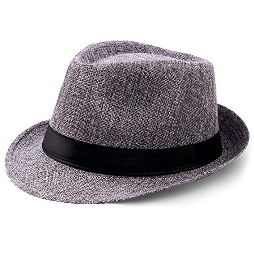 BABEYOND 1920s Panama Fedora Hat Cap for Men Gatsby Hat for Men 1920s Mens Gatsby Costume Accessories Gray Polyester