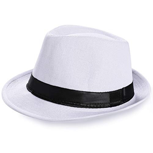BABEYOND 1920s Panama Fedora Hat Cap for Men Gatsby Hat for Men 1920s Mens Gatsby Costume Accessories White Polyester
