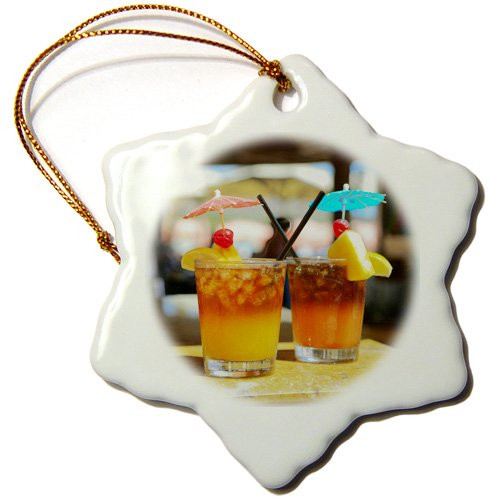 3dRose ORN_144209_1 Mai Tai Bar, Waikiki, Honolulu, Oahu, Hawaii, USA Us12 Dpb2716 Douglas Peebles Snowflake Ornament, Porcelain, 3-Inch