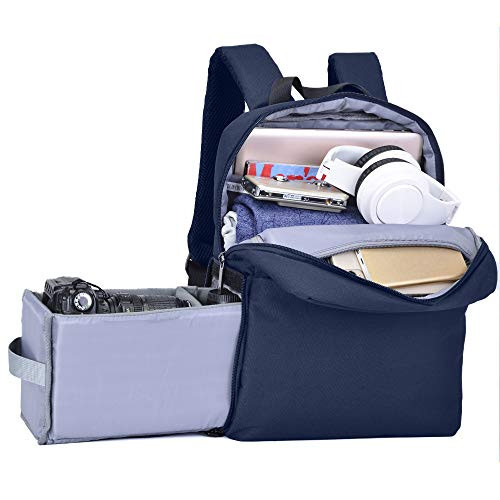 CADeN Camera Bag Backpack with Laptop Compartment 14 Waterproof Camera Case for DSLR Mirrorless SLR Cameras Compatible for Sony Canon Nikon Camera and Lens Tripod Accessories Blue