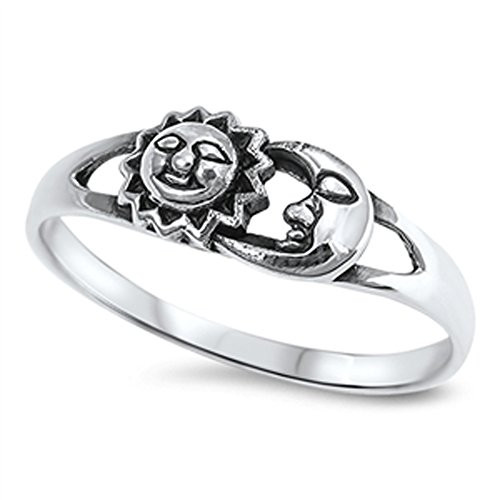 Sun Moon Universe Space Fashion Ring New 925 Sterling Silver Band Size 8