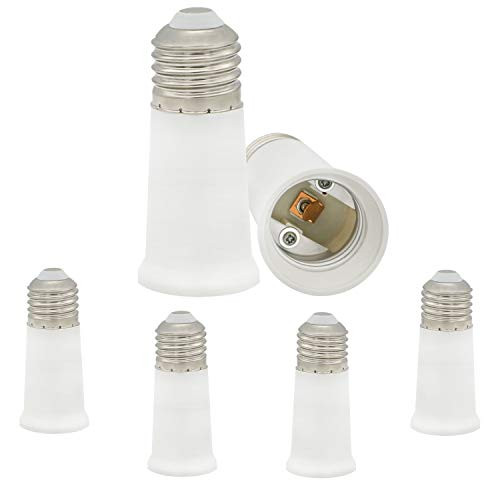 CliCli E26 Base Light Bulb Socket Extender Extension 5 CM197 Inch 6Pack E26 to E26 Standard Medium Screw Base Lamp Socket Adapter Max 200W and 165? Heatresistant E26 Extension Adapter