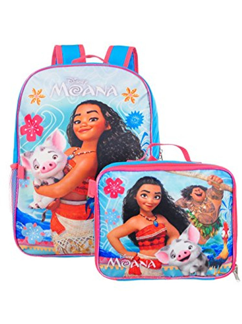 Disney Princess Moana and Maui 16" Backpack With Detachable Matching Lunch Box