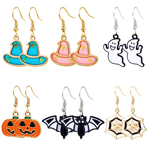 610 Pairs Halloween Dangle Earrings MTSCE Halloween Theme Earrings Drop Earrings Pumpkin Ghost Skeleton Dangle Earring for Women Girls Halloween Decoration 610 Pairs Halloween Dangle Earrings MTSCE Halloween Theme Earrings Drop Earrings Pumpkin Ghost Skeleton Dangle Earring for Women Girls Halloween Decoration