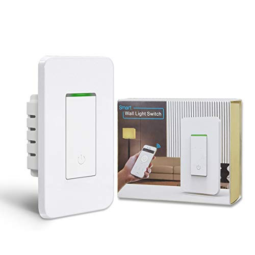 BESTTEN Single Pole WiFi Light Switch Smart Wall Switch with Remote Control and Timer Functions Compatible with AlexaGoogle AssistantIFTTT No Hub Required ETL  FCC Approved