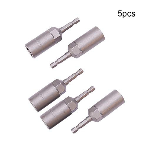 Utoolmart 14 Drive 16mm Total Length 80mm Hex Socket Impact Nut Setter Driver Socket Bit 5pcs