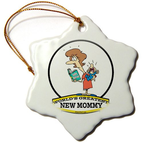 3dRose orn_103386_1 Funny Worlds Greatest New Mommy Cartoon-Snowflake Ornament, 3-Inch, Porcelain 3dRose orn_103386_1 Funny Worlds Greatest New Mommy Cartoon-Snowflake Ornament, 3-Inch, Porcelain