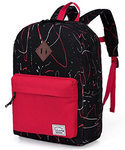 Preschool Toddler BackpackVaschy Little Kid Small Backpacks for Kindergarten Children Boys and Girls with Chest Strap in Black Red