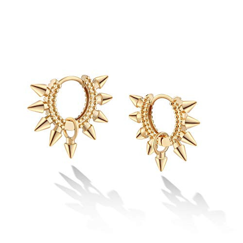 VACRONA Spike Huggie Hoop Earrings for Women 18k Gold Plated Small Geometric Earrings VACRONA Spike Huggie Hoop Earrings for Women 18k Gold Plated Small Geometric Earrings
