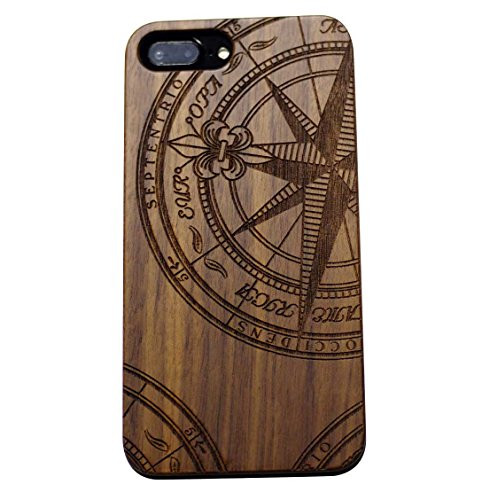 VIVIPOW Wood Phone Case Compatible iPhone 7 Plus 55Compass Wooden Phone Case Compatible iPhone 7 Plus Case 55 CompassWalnut