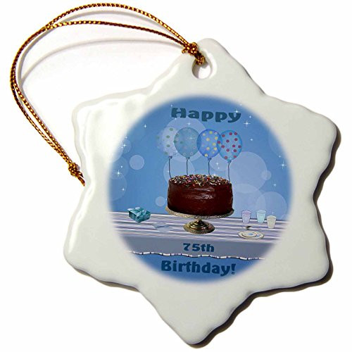 3dRose orn_123961_1 75th Birthday Party with Chocolate Cake and Blue Balloons Snowflake Porcelain Ornament, 3-Inch 3dRose orn_123961_1 75th Birthday Party with Chocolate Cake and Blue Balloons Snowflake Porcelain Ornament, 3-Inch