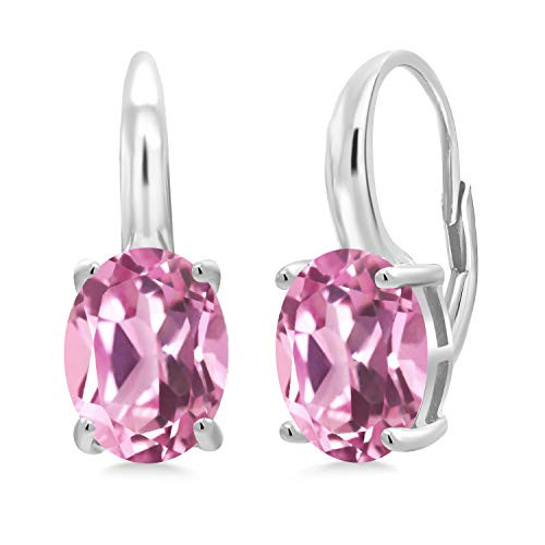 Gem Stone King 925 Sterling Silver Light Pink Created Sapphire Earrings 600 Ct Oval 10X8MM Gem Stone King 925 Sterling Silver Light Pink Created Sapphire Earrings 600 Ct Oval 10X8MM