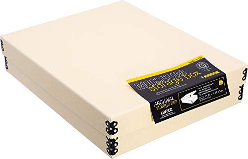 Lineco 11x14 Tan Museum Archival Storage Box AcidFree with Metal Edge Protects Picture Longevity Organize Photos or Documents Crafts DIY