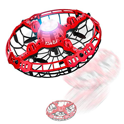 Tiagi Hand Operated Drones Toys for Kids or Adults  Mini Drones Hand Controlled Flying Ball Drone for Boys and Girls Motion Sensor Helicopter Red
