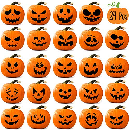 Whaline Halloween Pumpkin Stickers 24Pcs Black Pumpkin Face Stickers 28x35cm Classic Expression Decals for Pumpkins and Squashes Make Your Own JackOLantern Face Decals for Halloween Party Decoration Whaline Halloween Pumpkin Stickers 24Pcs Black Pumpkin Face Stickers 28x35cm Classic Expression Decals for Pumpkins and Squashes Make Your Own JackOLantern Face Decals for Halloween Party Decoration