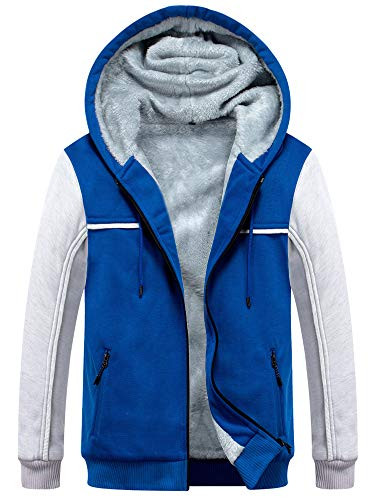 TOLOER Mens Pullover Winter Fleece Hoodie Jackets Full Zip Warm Thick Coats XXLarge 18Sky Blue