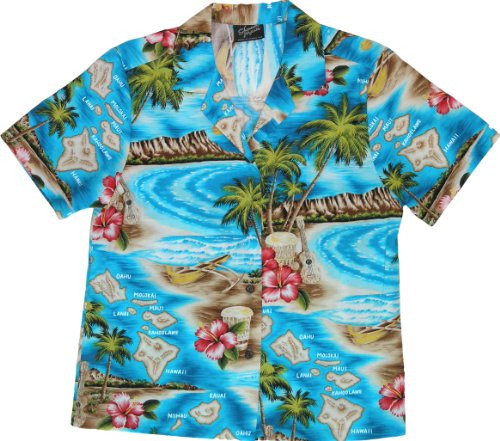 RJC Womens Hibiscus Hawaiian Island Hawaiian Camp Shirt Turquoise 3X Plus RJC Womens Hibiscus Hawaiian Island Hawaiian Camp Shirt Turquoise 3X Plus