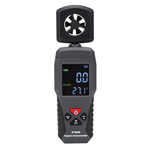 SMART SENSOR Digital Anemometer Handheld LCD Wind Speed Meter Wind Gauge ST9606 Portable for Measuring Wind Speed and Temperature?Black?